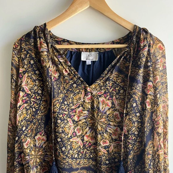 Johnny Was Jade Riley Silk Peasant Blouse S - Picture 8 of 16